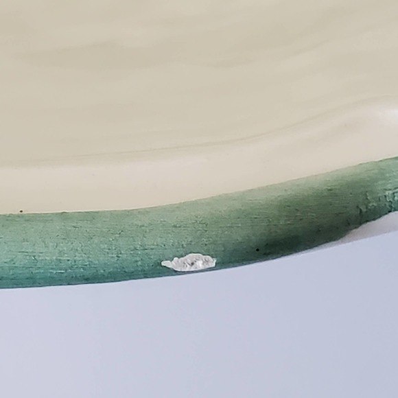 Garantito per Alimenti Vintage Pasta Serving Bowl Green White Hand Painted - Picture 14 of 16